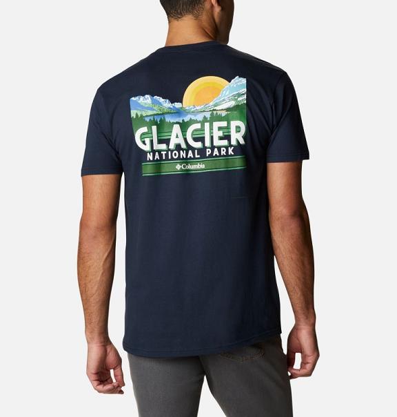 Columbia Glacier T-Shirt Navy For Men's NZ5734 New Zealand